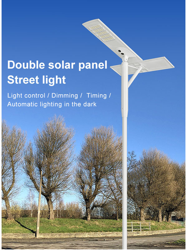 solar street light with CCTV camera Ip65 Outdoor Led Double photovoltaic panels motion sensor 90W 120W 200W 300Watt Integrated 