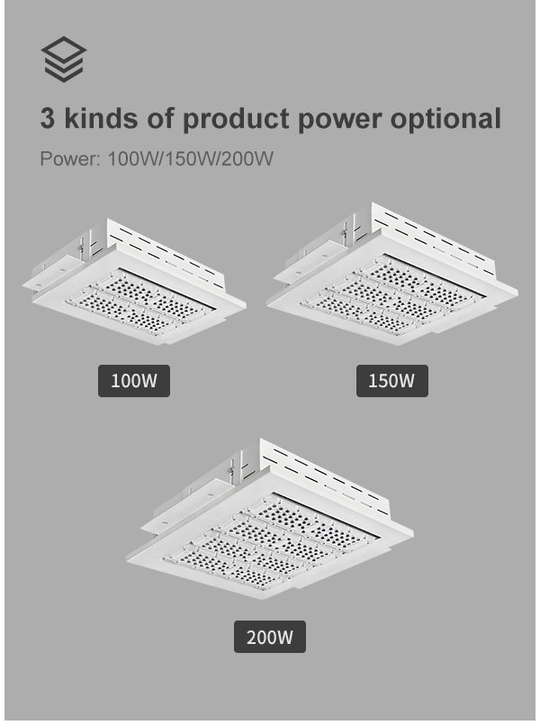 5 years warranty 100w 150w 200w gas station lighting retrofit 250 watt led canopy light