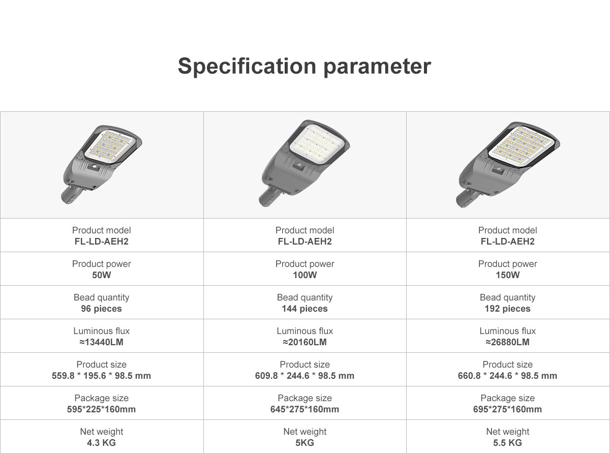 Outdoor Garden Street Light 50W 100W 150W IP65 Waterproof LED Street Lights for Road