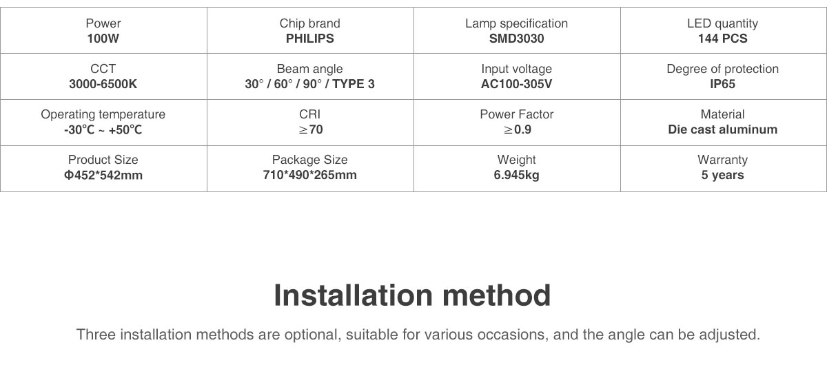 outdoor waterproof LED garden light 100W for community park villa street lighting