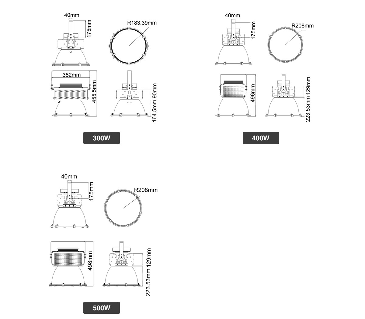 LED tower crane lamp engineering construction search light 200w 300w 400w 500w led flood light