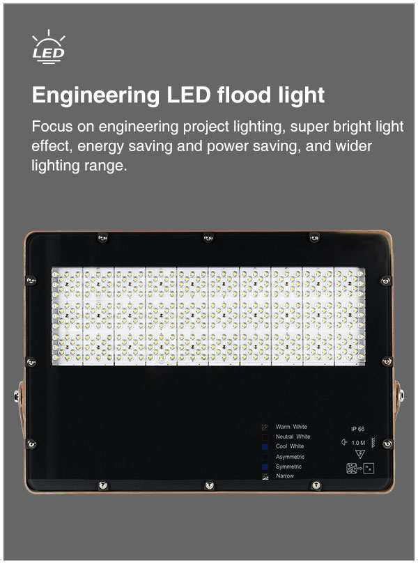 100w 200w led tunnel flood lights IP66 Waterproof outdoor 300w cricket baseball stadium lighting Adjustable windproof bracket