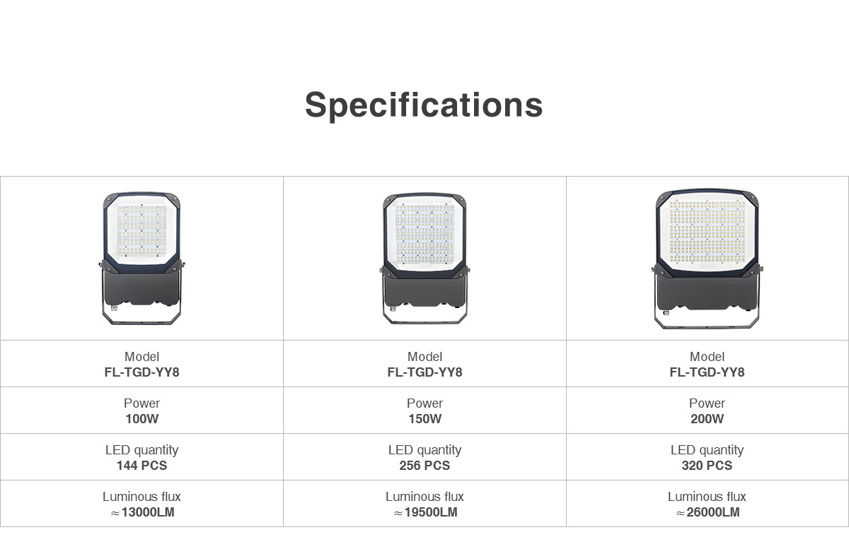 100w 200w Led Flood Lights IP66 Waterproof outdoor 300w cricket baseball  stadium lighting Adjustable windproof