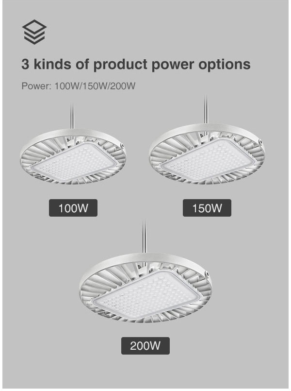 LED Warehouse mall lighting High Bay Light 100w 150W 200w UFO High Bay LED Light for for gymnasium