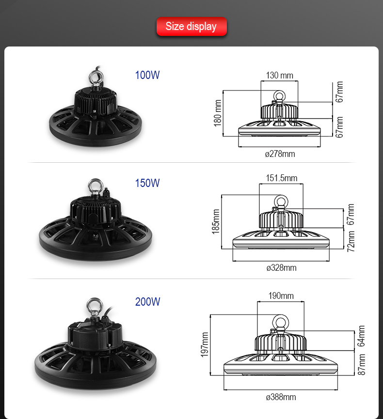 High-power LED high bay lights Factory workshop Warehouse logistics center Exhibition hall lighting FL-UFO-GF1