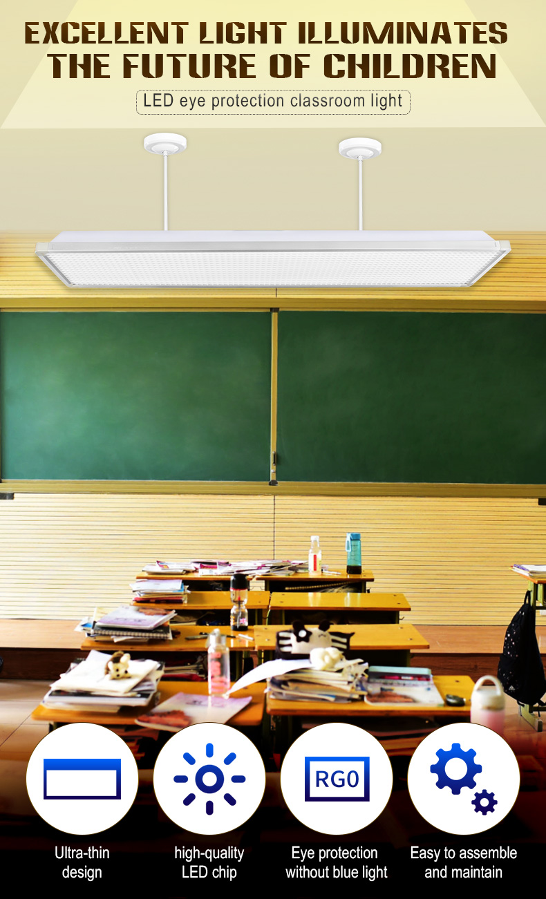 LED blackboard light grille student eye protection classroom light full grid anti-glare school training class institution/library/office pendant lamp.