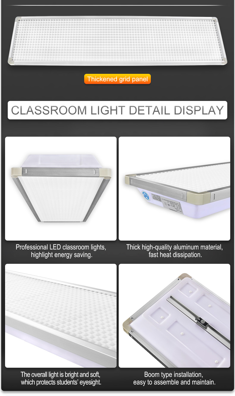 LED blackboard light grille student eye protection classroom light full grid anti-glare school training class institution/library/office pendant lamp.