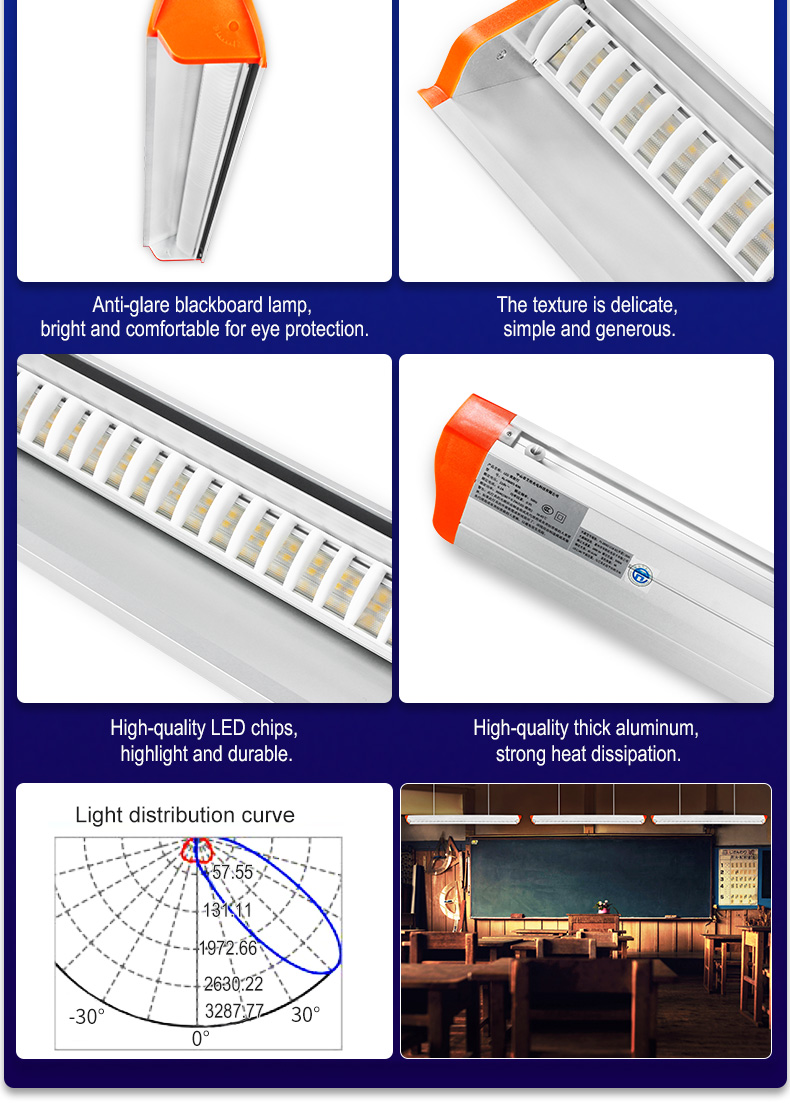 LED blackboard light grille student eye protection classroom light full grid anti-glare school training class institution/library/office pendant lamp.