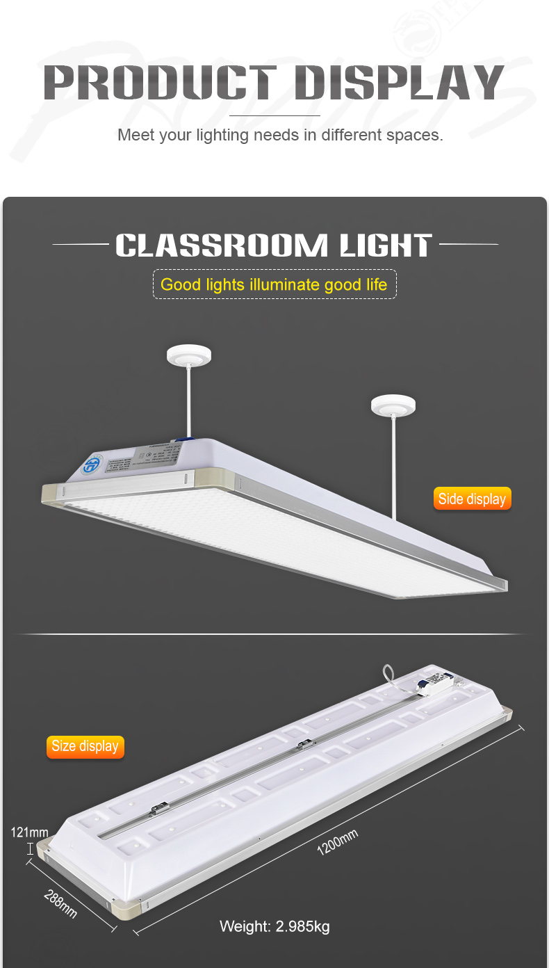 LED blackboard light grille student eye protection classroom light full grid anti-glare school training class institution/library/office pendant lamp.