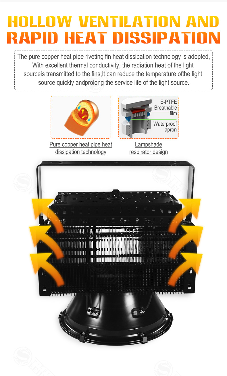 800w 1000w 1500w Outdoor LED Tower crane Light Super bright high power industrial chandelier of sports stadium in municipal construction site