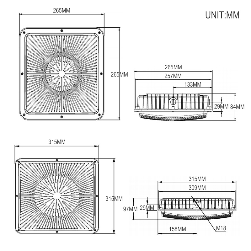 American Style IP65 LED Canopy Light 120W for Gas Station Lighting