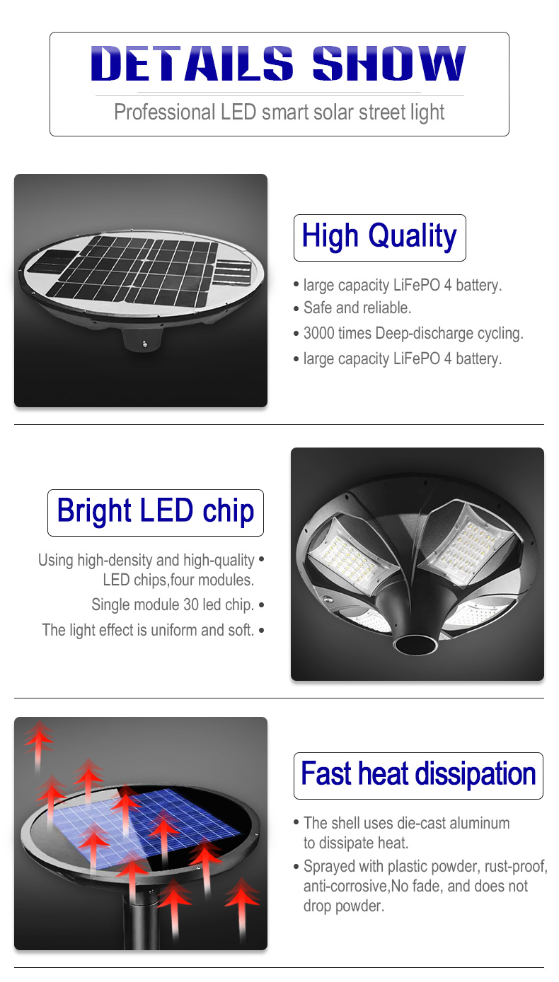 20W all in one solar ufo led post top lamp for outdoor garden lighting