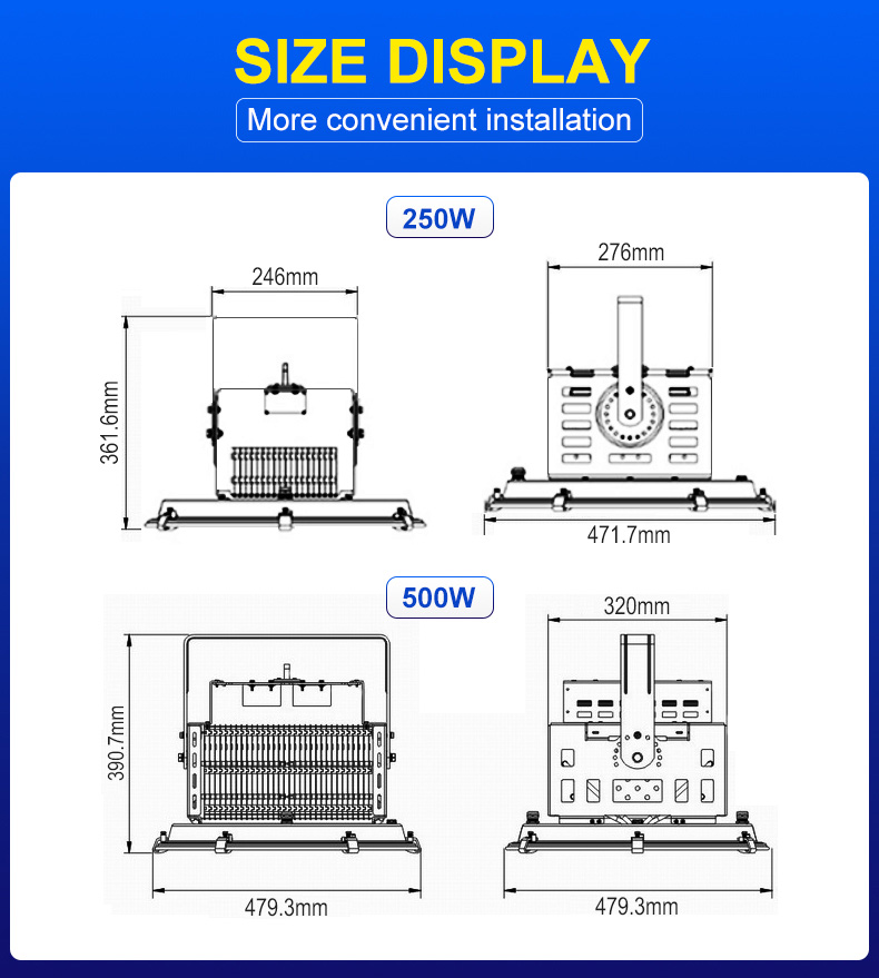 Tennis Court Soccer Marine Flood 250w 500w  Led Outdoor Stadium Light ip65 led flood lights fixture