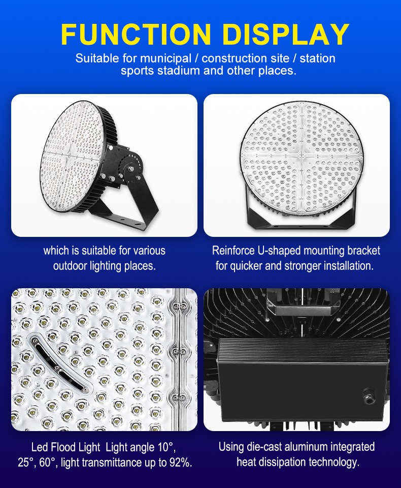 New Type IP65 Waterproof Die Cast Aluminum LED reflector Flood Light 600w 1200w LED Floodlight FL-TGD-YY3