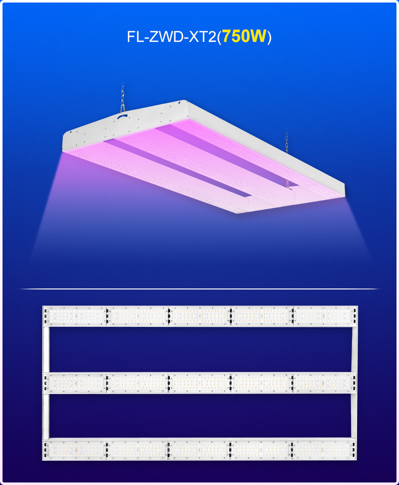 Chinese Direct  Chip LED Grow Light 500w 1000W 8 Bars Hydroponics Full Spectrum Fluence Commercial Planting Fixture FL-ZWD-XT2