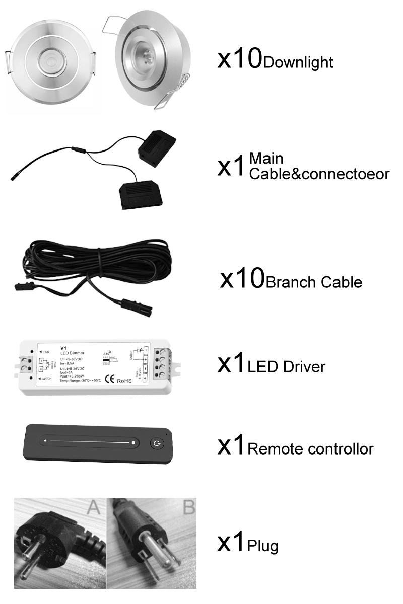 Hotel 3W Adjustable Recessed Mounted Cabinet Light Ceiling Remote Controlling dimmable Mini IP44 LED Downlight