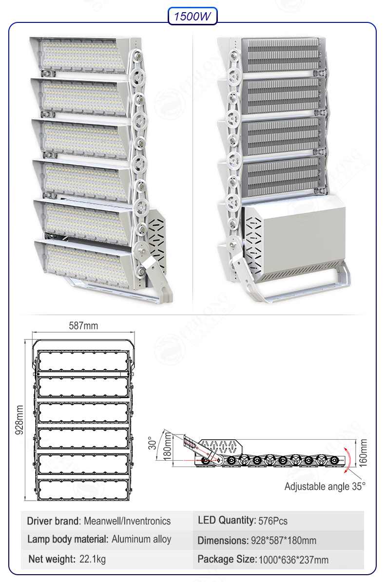 1500w 1200watt Indoor Outdoor Stadium light Volleyball Badminton Tennis Court Football Stadium LED Flood Lighting