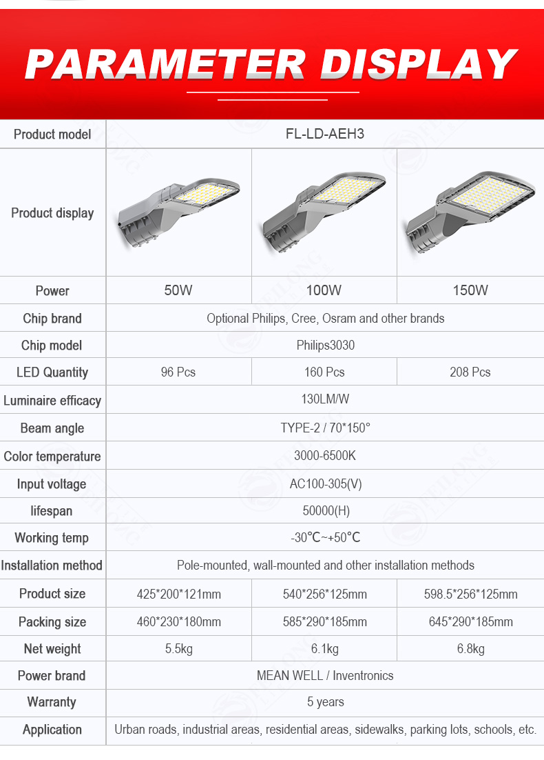 Wholesale Aluminum Outdoor IP65 Waterproof 50w 100w 150W led street garden light park garden lighting