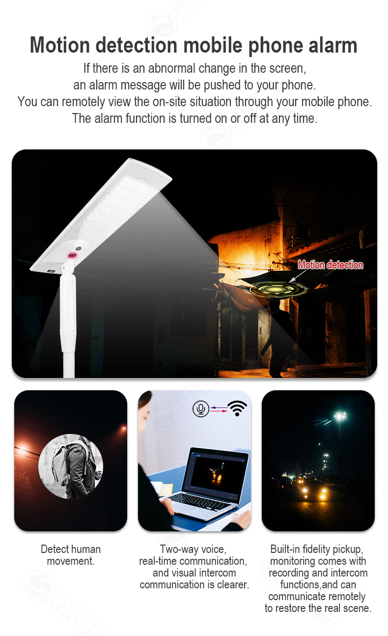 Wholesale outdoor 4g wifi IP Camera 1080P Motion Detection Alarm pashway integrated 80w smart LED all in one solar street light with CCTV camera for yard pathway walkway courtyard lighting