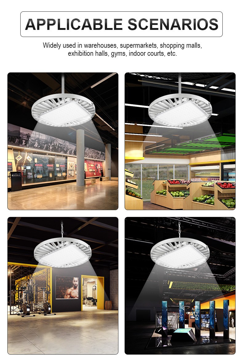 LED Warehouse mall lighting High Bay Light 100w 150W 200w UFO High Bay LED Light for for gymnasium