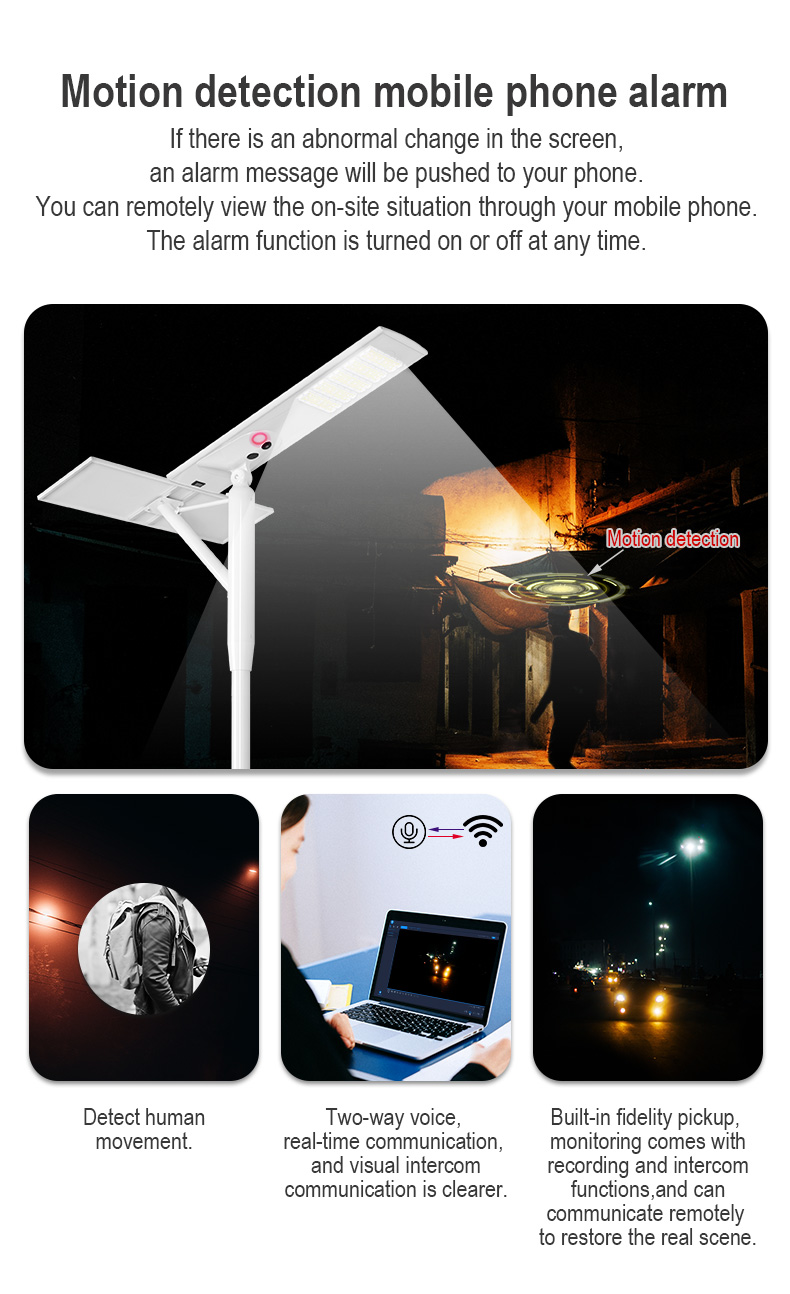 Ip65 Outdoor All In One Solar Street Lamp motion sensor 90W 120W 200W 300Watt Integrated Led Solar Street Light with CCTV camera