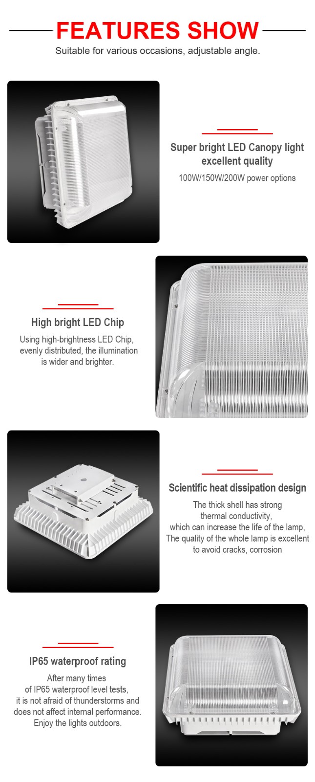 Energy saving surface mount led petrol station light 80w 120w 150w 200w 300w led gas station petrol led canopy light