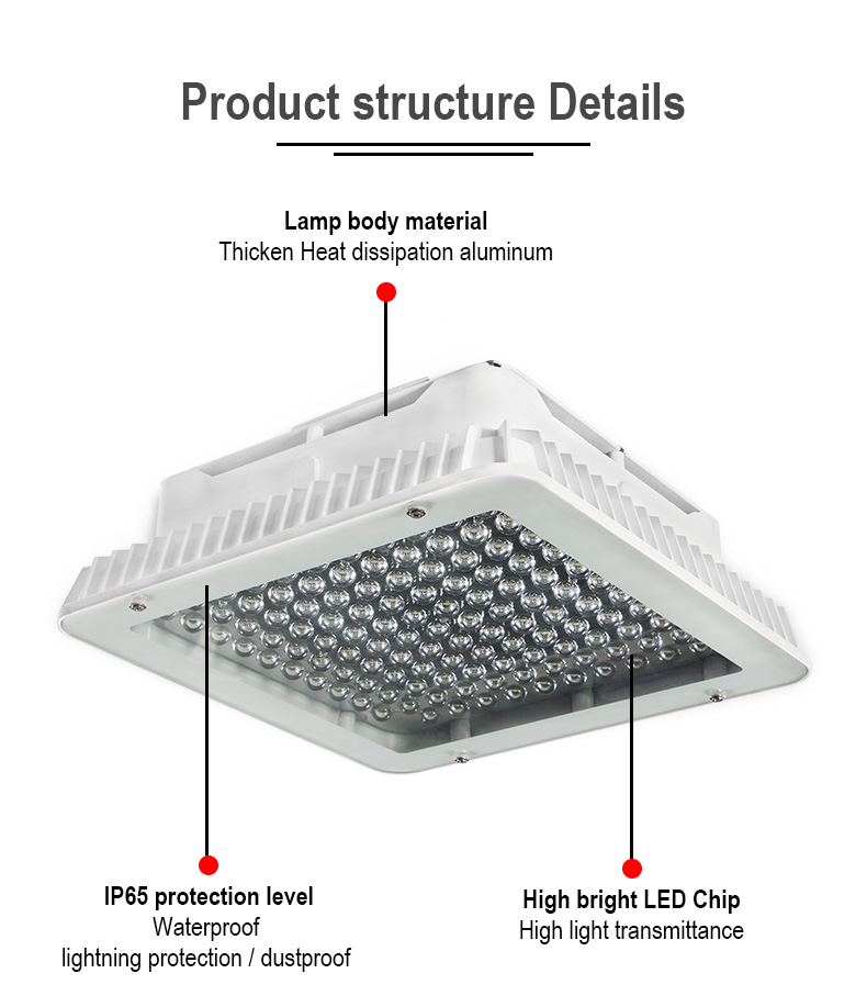 Explosive-proof Surface Mount Canopy Light Fixtures 100w 150w led canopy light gas station