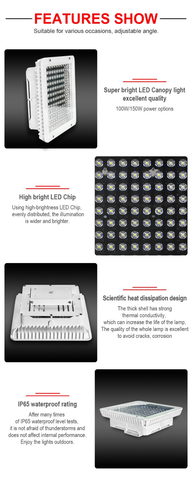 Explosive-proof Surface Mount Canopy Light Fixtures 100w 150w led canopy light gas station