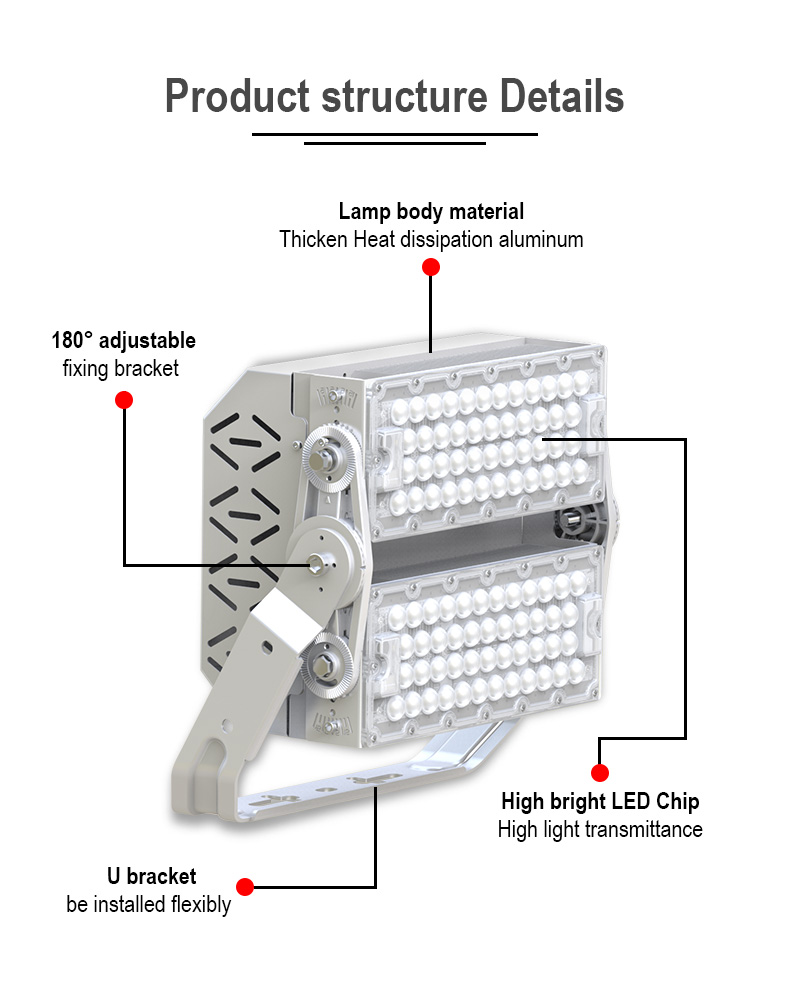 outdoor High Brightness 240w 360w 480w 600w led flood light Sport Tennis Court 720W arena lights stadium lighting