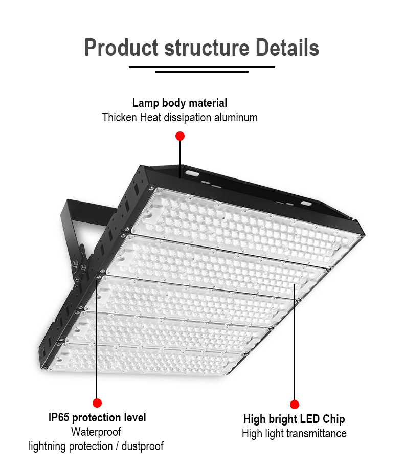 outdoor High Power 100000 Lumens 500w 1000w 1200w 1500W football pitch reflector 2000watt Led stadium sport Flood light