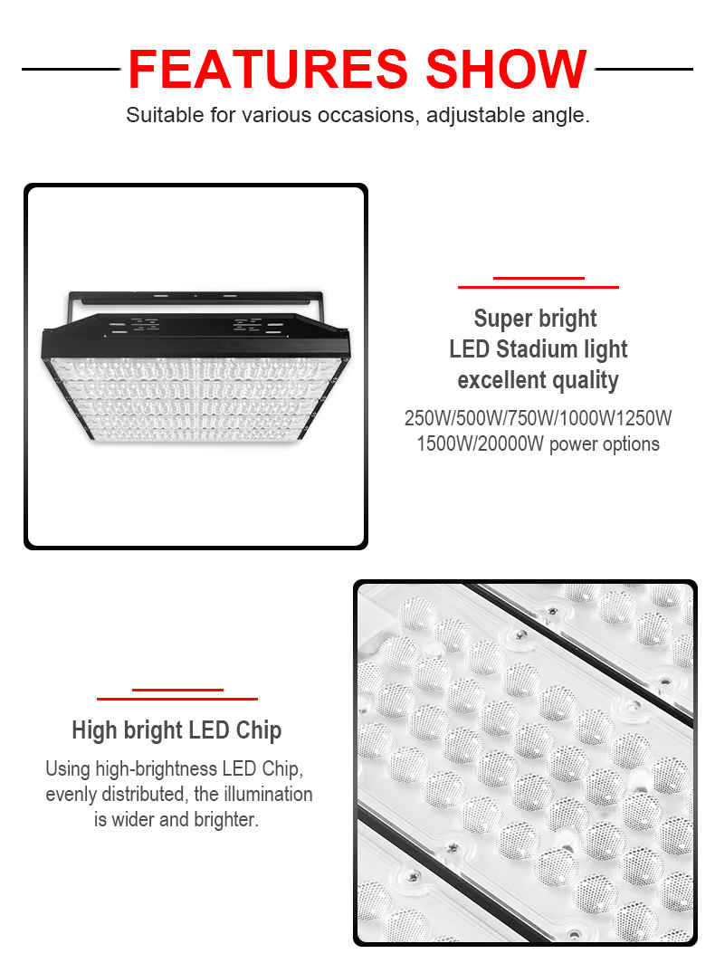 outdoor High Power 100000 Lumens 500w 1000w 1200w 1500W football pitch reflector 2000watt Led stadium sport Flood light