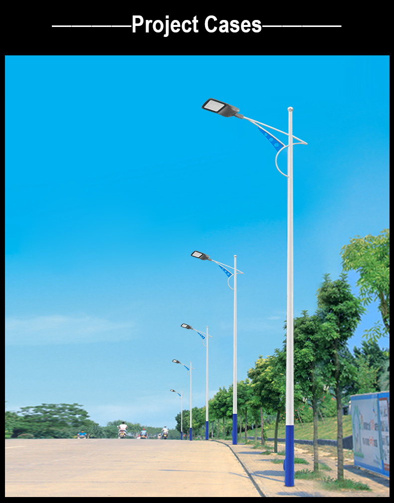 Customized Solar light pole high strength no rust Outdoor solar power energy street Light Pole Material Steel.Type Round