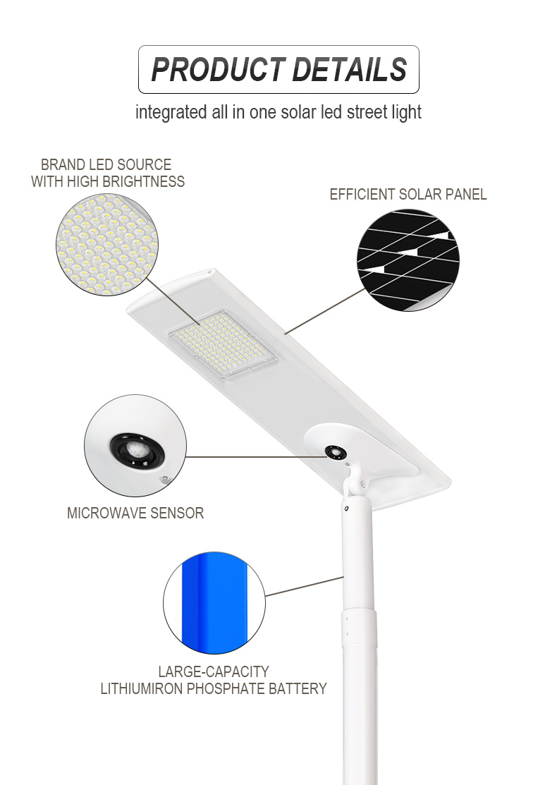 Solar Street Lamps High Lumen Induction Power 30w Waterproof Integrated Modern Outdoor Luminaria Road Led Solar private courtyards Lights