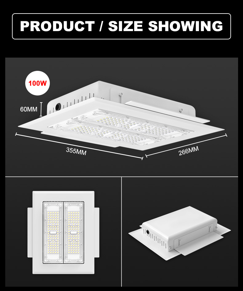 CB certificated Wholesale High Quality Bright Outside Explosive-proof Recessed 100W 150W 200Watts led gas station canopy light