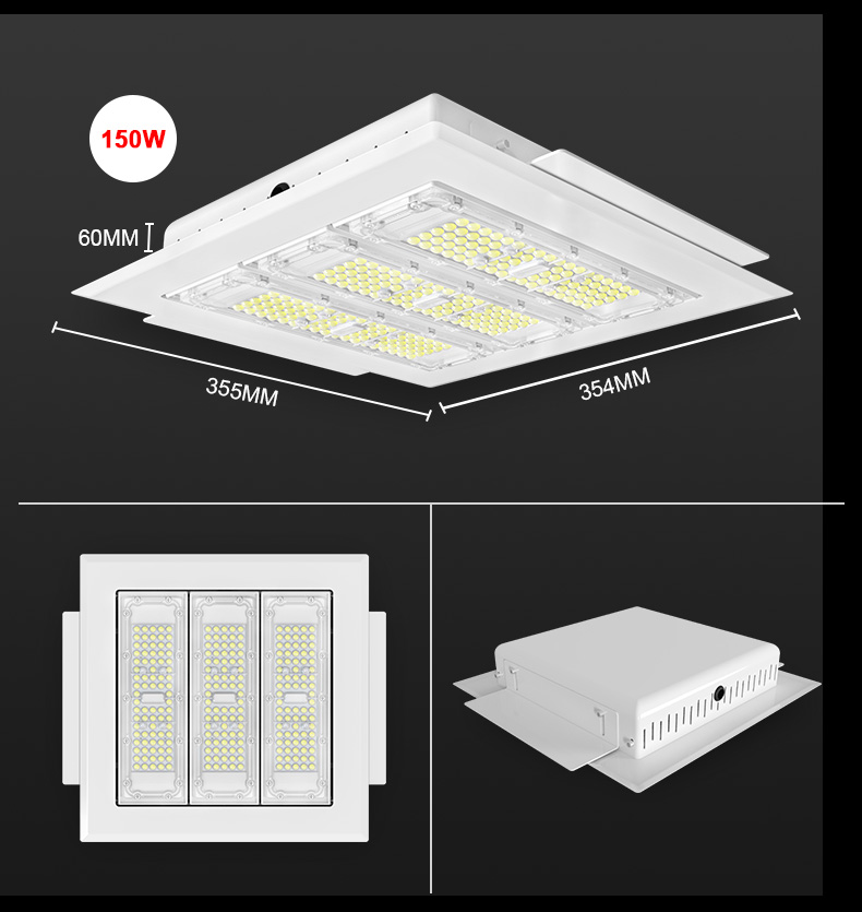 CB certificated Wholesale High Quality Bright Outside Explosive-proof Recessed 100W 150W 200Watts led gas station canopy light