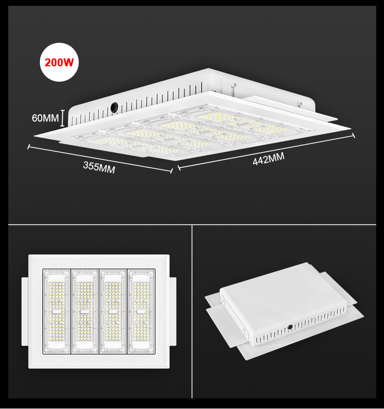 CB certificated Wholesale High Quality Bright Outside Explosive-proof Recessed 100W 150W 200Watts led gas station canopy light