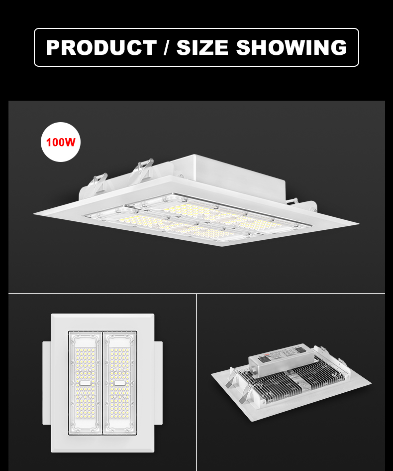 CB Certificated Newest Design waterproof industry gas station 80W 120W 150W 200W 250Watts led canopy light