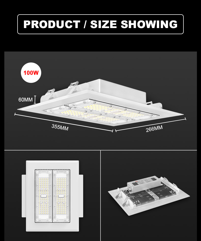 CB Certificated Newest Design waterproof industry gas station 80W 120W 150W 200W 250Watts led canopy light