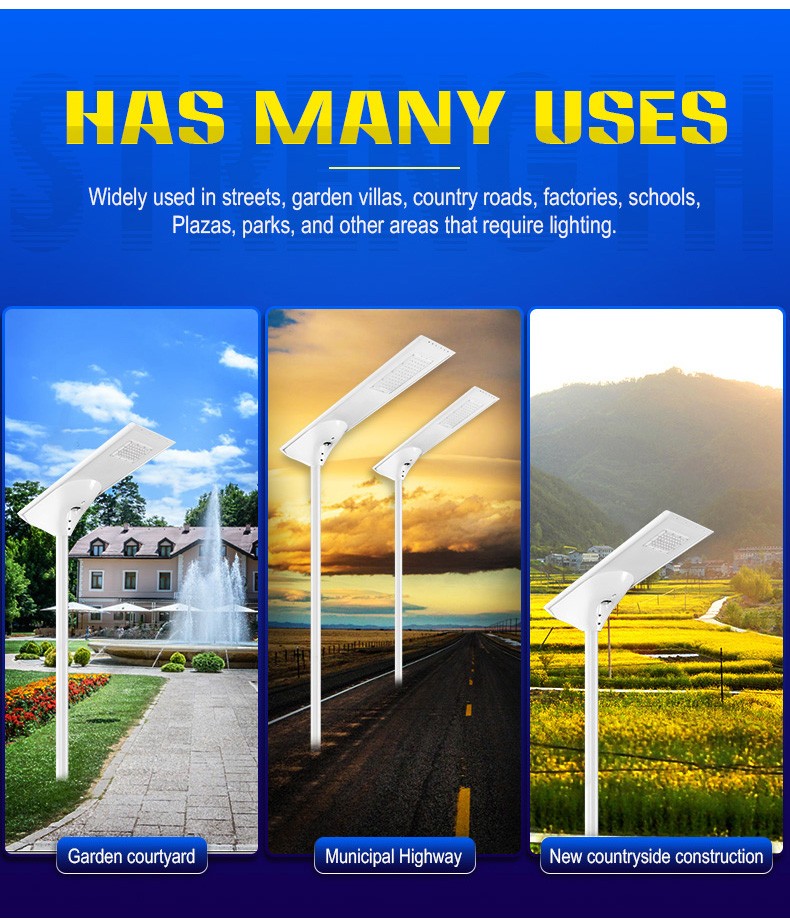 40w outdoor LED solar street light pathway parking lot lamp 12v solar 30w 50w 60w all in one solar panel street lights