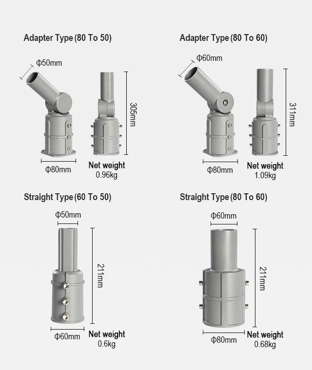 60mm arm to 60mm column degree angle Street light adjustable adapter