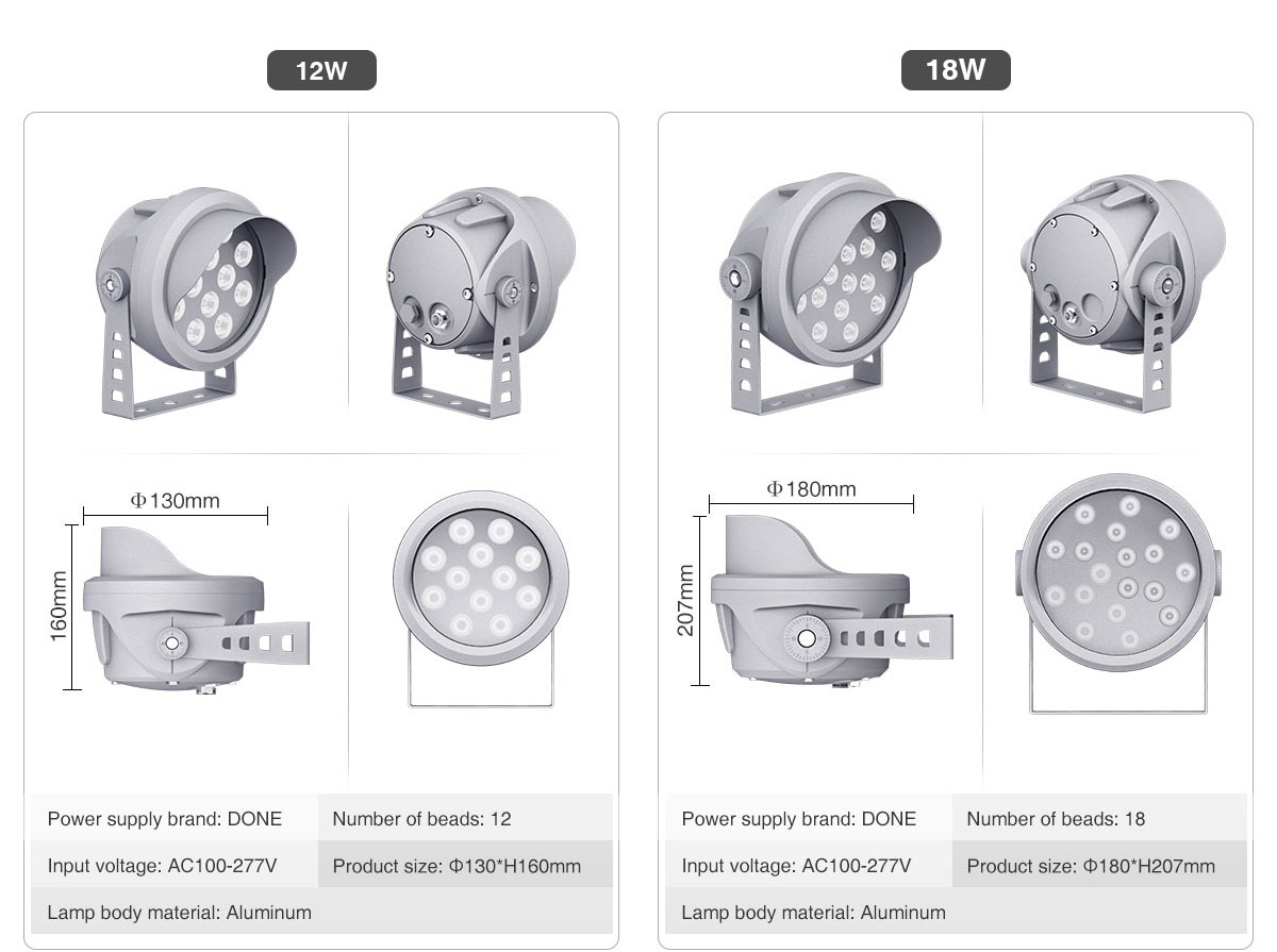 Outdoor garden landscape led flood light 18w 36w ip65 waterproof billboard projection light 48w square building lighting