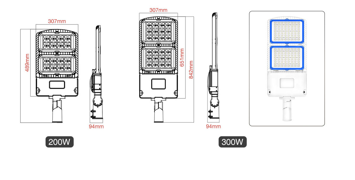 wholesale street garden lights factory street lamp 50w 100w 150w 200w 300w Snap-in installation