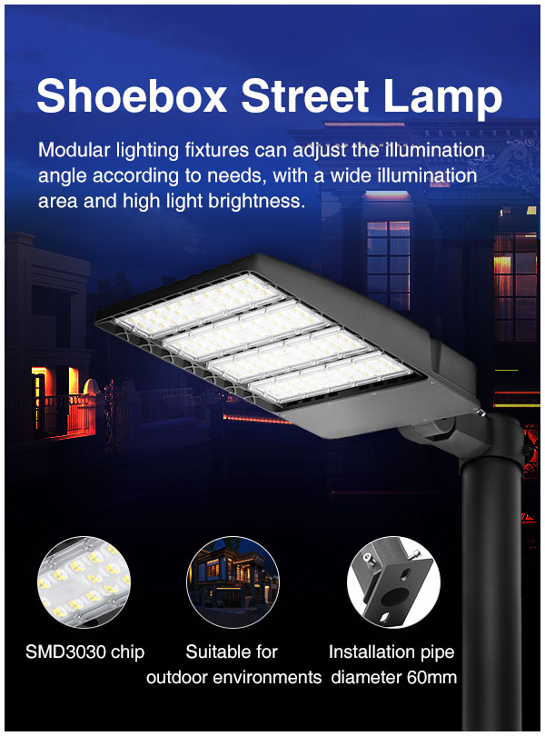 LED shoebox lighting street light microwave motion sensor, multiple dimming functions 100W-300W