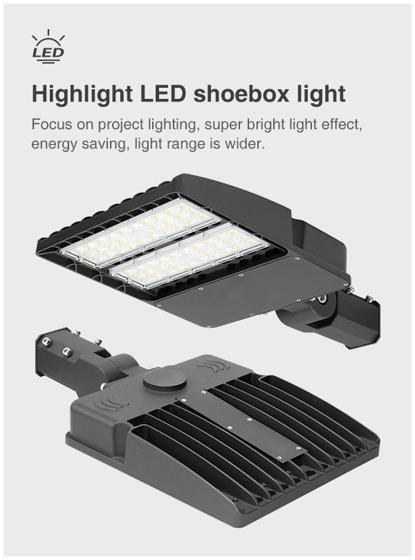 LED shoebox lighting street light microwave motion sensor, multiple dimming functions 100W-300W