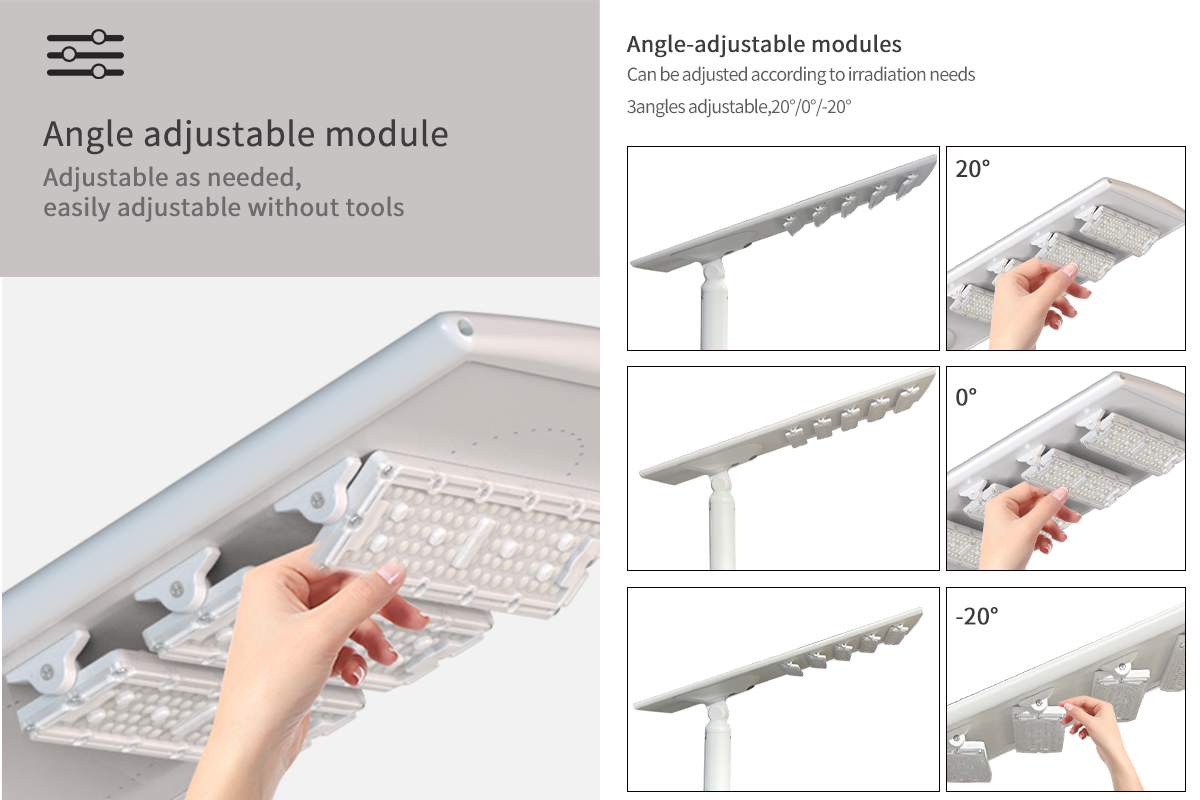 Super bright turnalbe modules 80w 100w Modules Design foldable solar street light