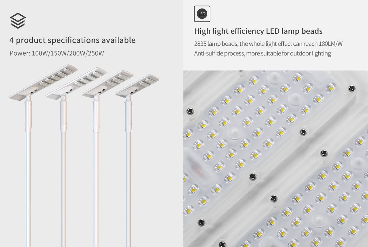 Super bright turnalbe modules 80w 100w Modules Design foldable solar street light