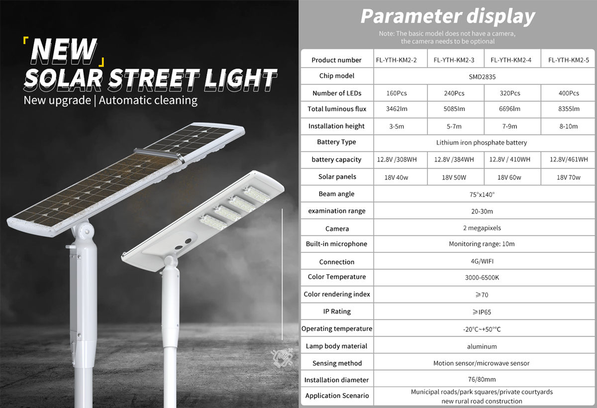 Fully automatic cleaning solar street light Outdoor IP65 waterproof Microwave radar induction dimming